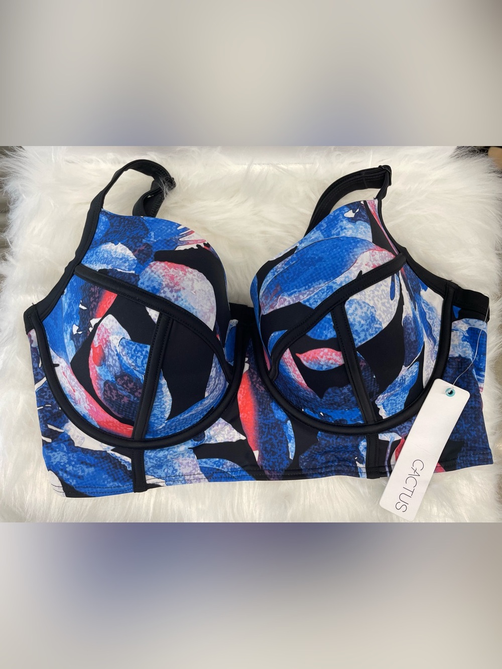 Cactus Women's Blue Multicolor Underwire Bikini Top
